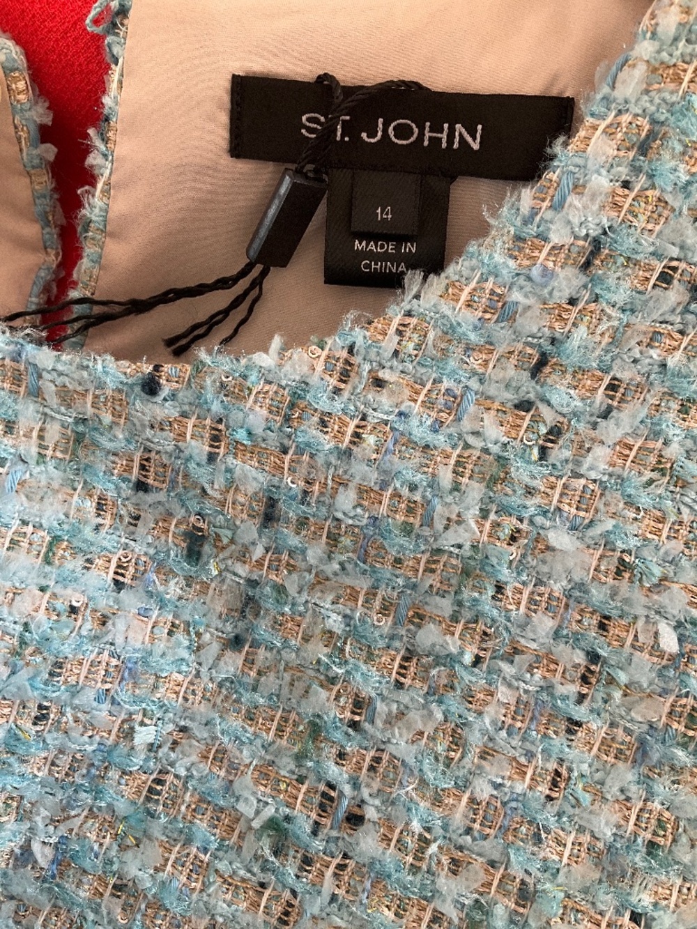 St. John Light Blue Tweed Midi Sheath Dress - Picture 4 of 6